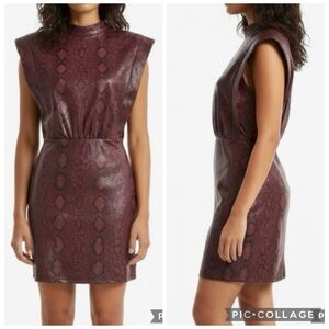 Fab’rik Dress Faux Leather Snakeskin Mini Burgundy S Cocktail Party Gorpcore